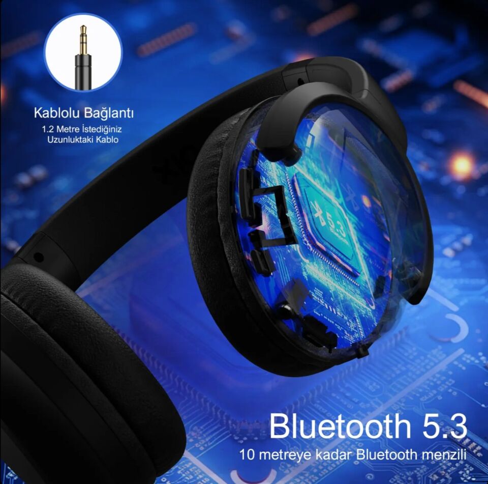 Bix H2 Soundcraft Katlanabilir Kulak Üstü Kulaklık Siyah