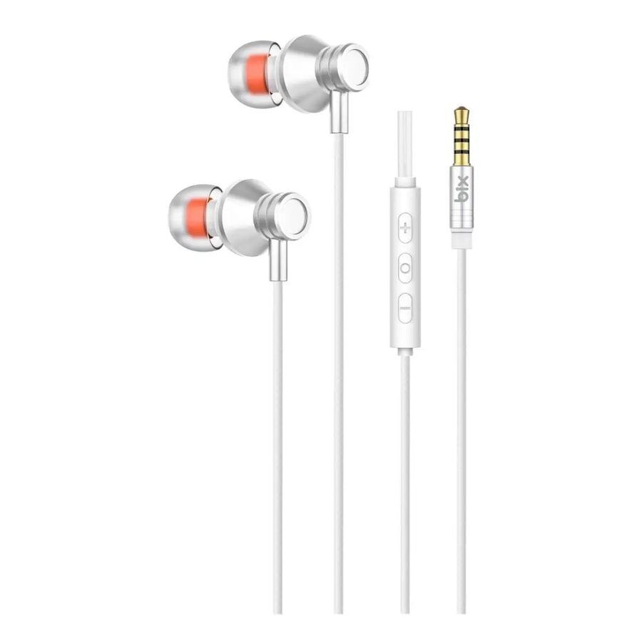 Bix HF02A Hi-Fi ve Extra Bass Özellikli Mikrofonlu Kulak İçi Kulaklık Beyaz