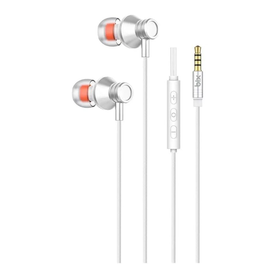Bix HF02A Hi-Fi ve Extra Bass Özellikli Mikrofonlu Kulak İçi Kulaklık Beyaz