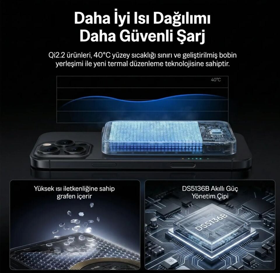 Bix PB121 Qi2 25W Kablosuz Magsafe PD 3.0 10000mAh Semi-Solid State Bataryalı Powerbank - Siyah