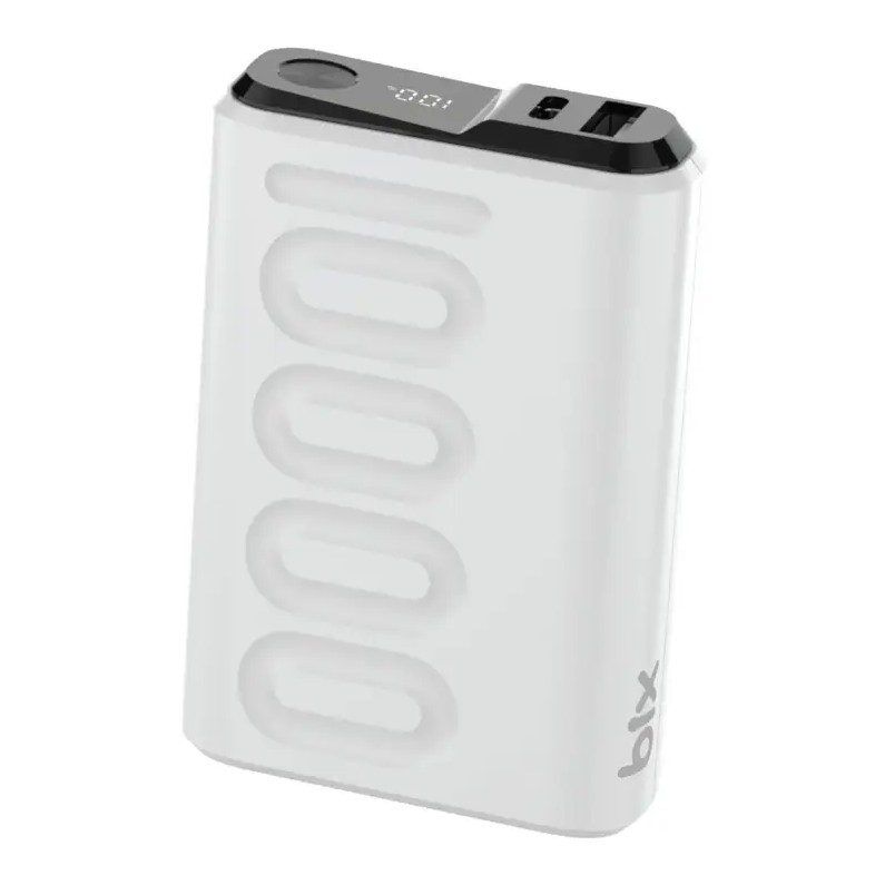 Bix TPB15 10000mAh PD 20W USB-C ve USB-A QC 3.0 Çift Portlu 22.5W Dijital Ekranlı Powerbank Beyaz