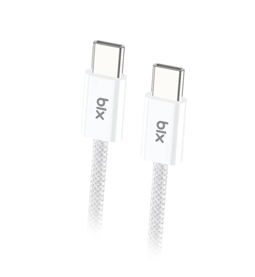 Bix BX04CC 60W Type-C to Type-C Örgülü Şarj ve Data Kablosu 1 Metre Beyaz