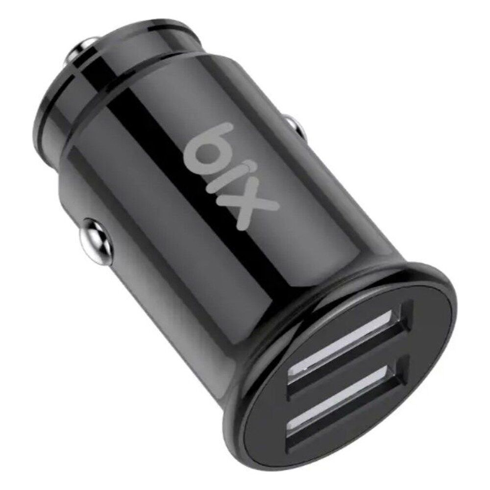 Bix BXAA12W Çift USB-A Portlu 12W Mini Araç İçi Şarj Cihazı Siyah