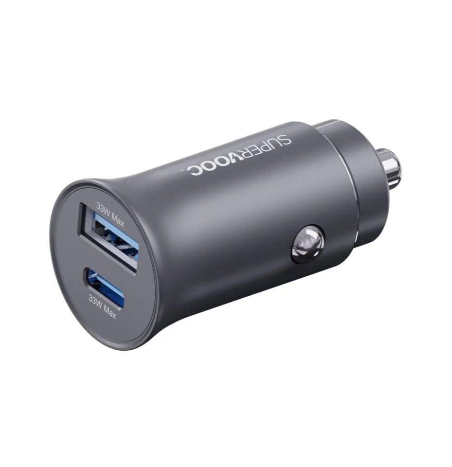 Bix BXAC33C 33W SuperVooc 2.0 Type-C PD ve USB-A Çift Portlu Araç İçi Hızlı Şarj Cihazı