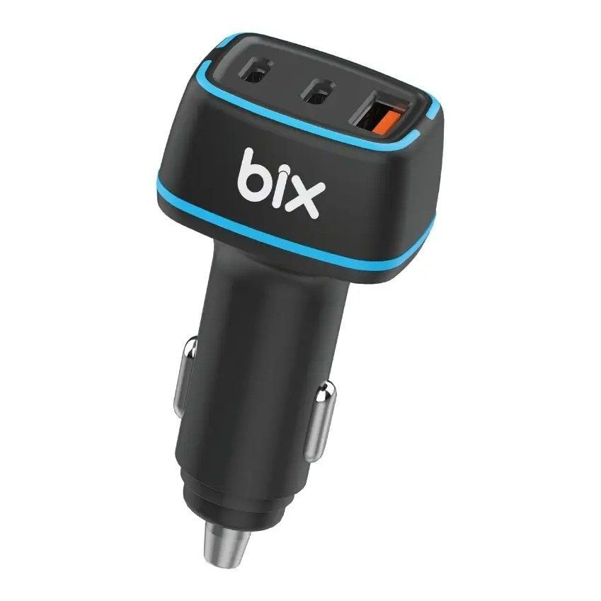 Bix BXACP82W 82.5W Üç Portlu 2x Type-C ve USB-A Araç İçi Hızlı Şarj Cihazı - Siyah