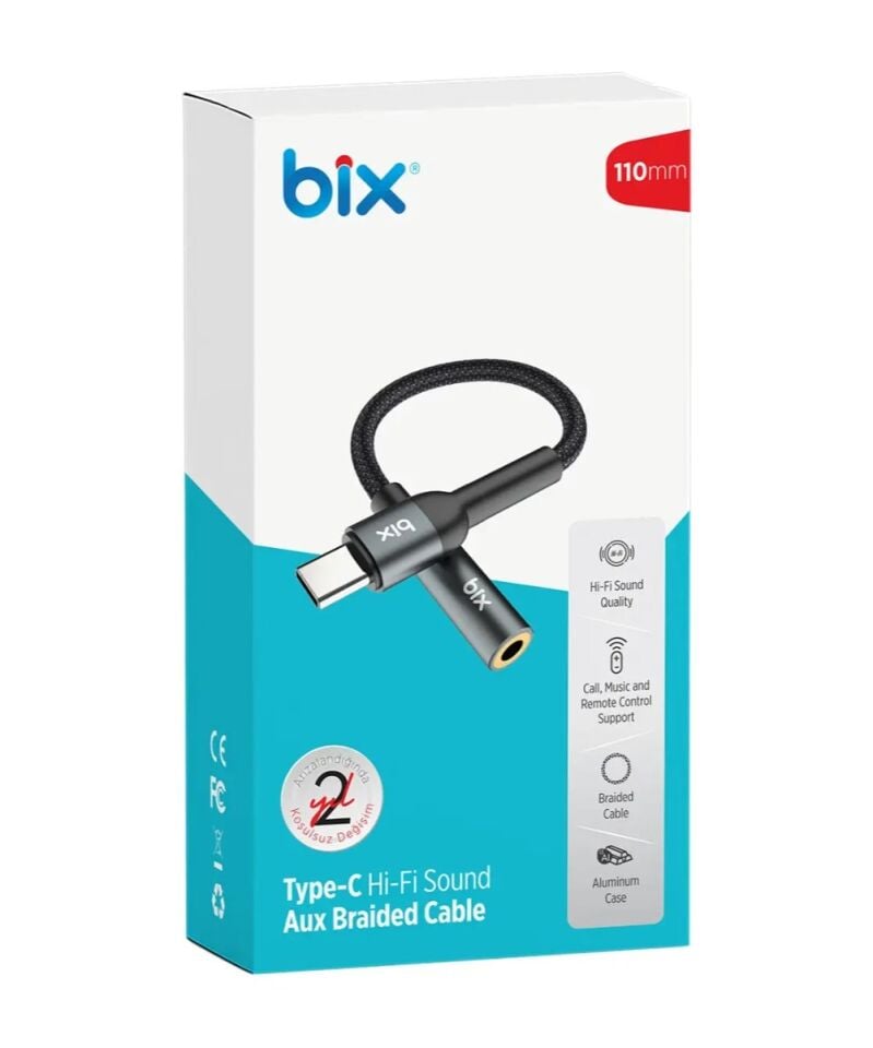 Bix BXAU2C Hi-Fi Type-C 3.5mm Kulaklık Dönüştürücü Kablo