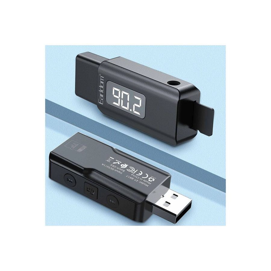Earldom BR17 BT 5.3 SD Kart ve Aux Çıkışlı Arama Destekli Dijital Ekranlı 2in1 USB FM Transmitter - Siyah
