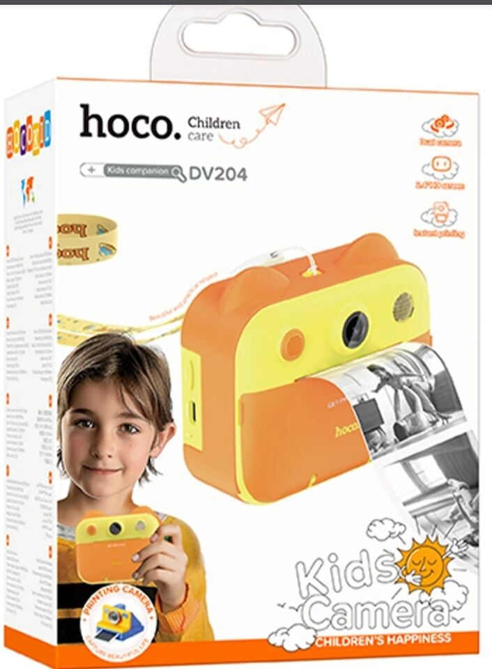 Hoco. DV204 IPS HD Ekranlı Çift Kameralı Fotoğraf Çıkartma Özellikli Çocuk Kamerası - Sarı