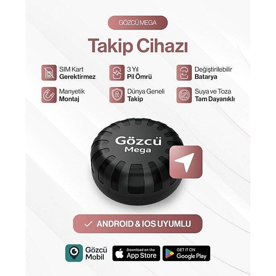 Gözcü Mobil Mega 3 Yıl Pil Ömrü Su Geçirmez Mıknatıslı GPS görsel 2
