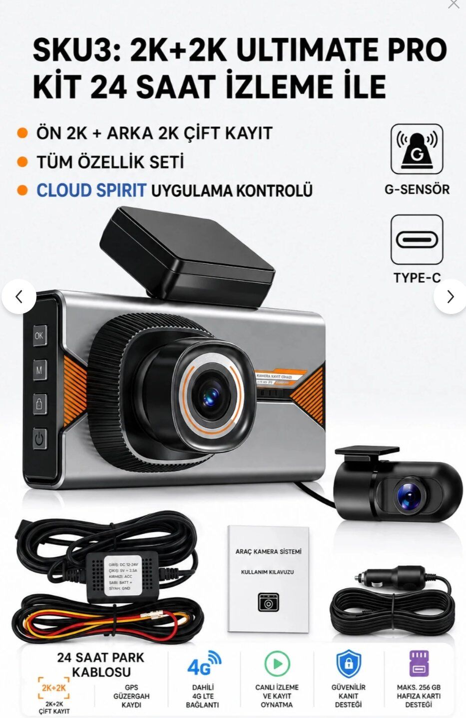Harvox 2K Pro Sim Kartlı Araç Kamerası görsel 2