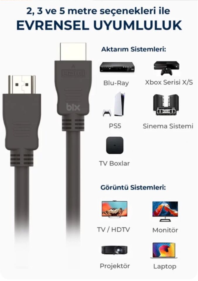 Bix NHD05 4K/60Hz HDMI Kablo 5M