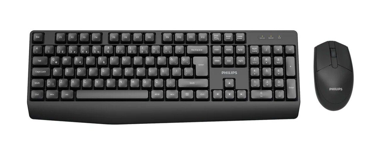 Philips SPT6337B Kablosuz Türkçe Q Klavye & Mouse Set Siyah