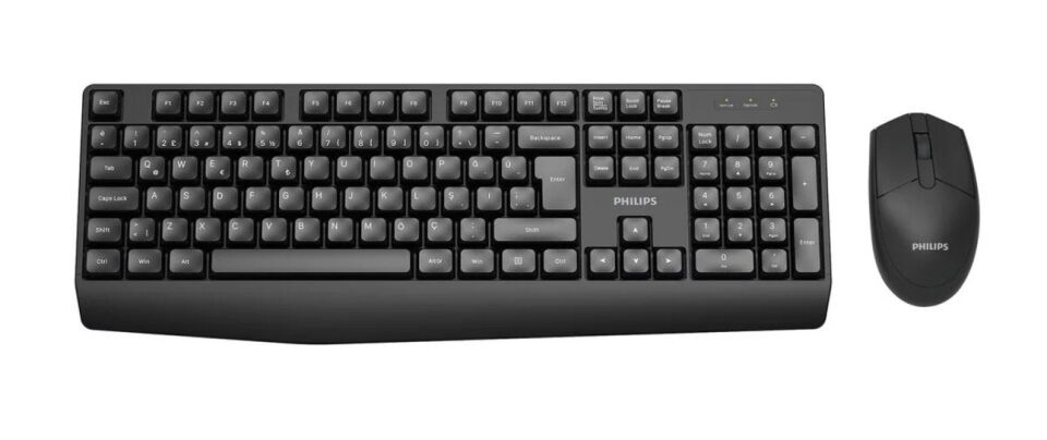 Philips SPT6337B Kablosuz Türkçe Q Klavye & Mouse Set Siyah