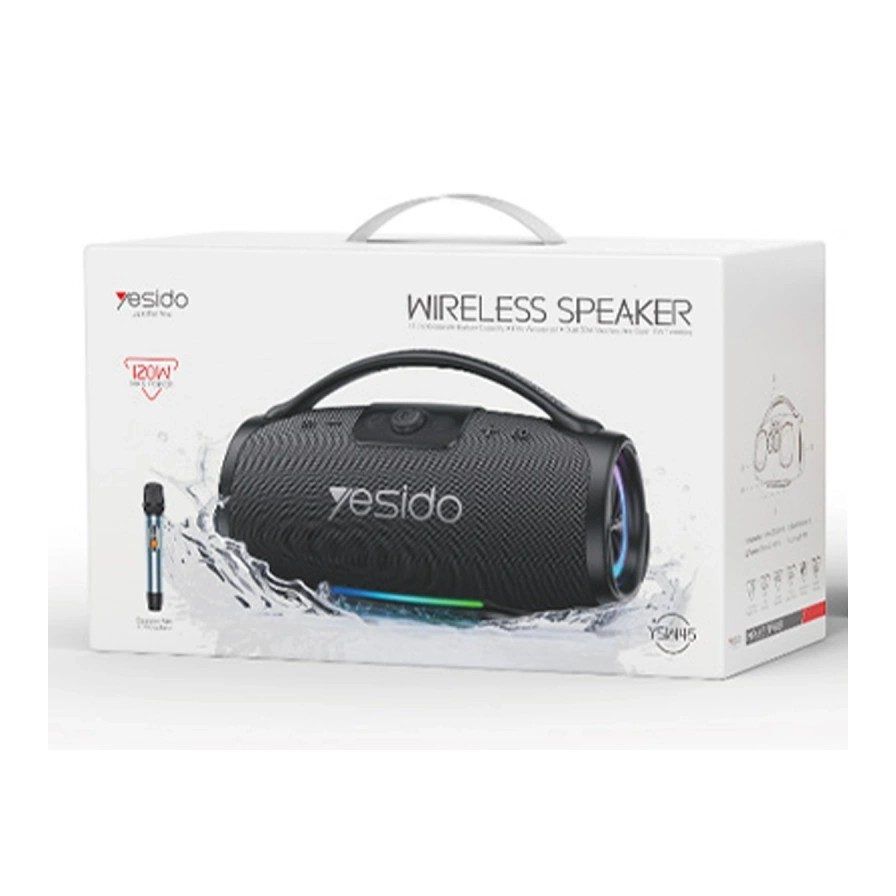 Yesido YSW45 120W RGB Işıklı Karaoke Mikrofonlu Bluetooth Kablosuz Hoparlör - Siyah