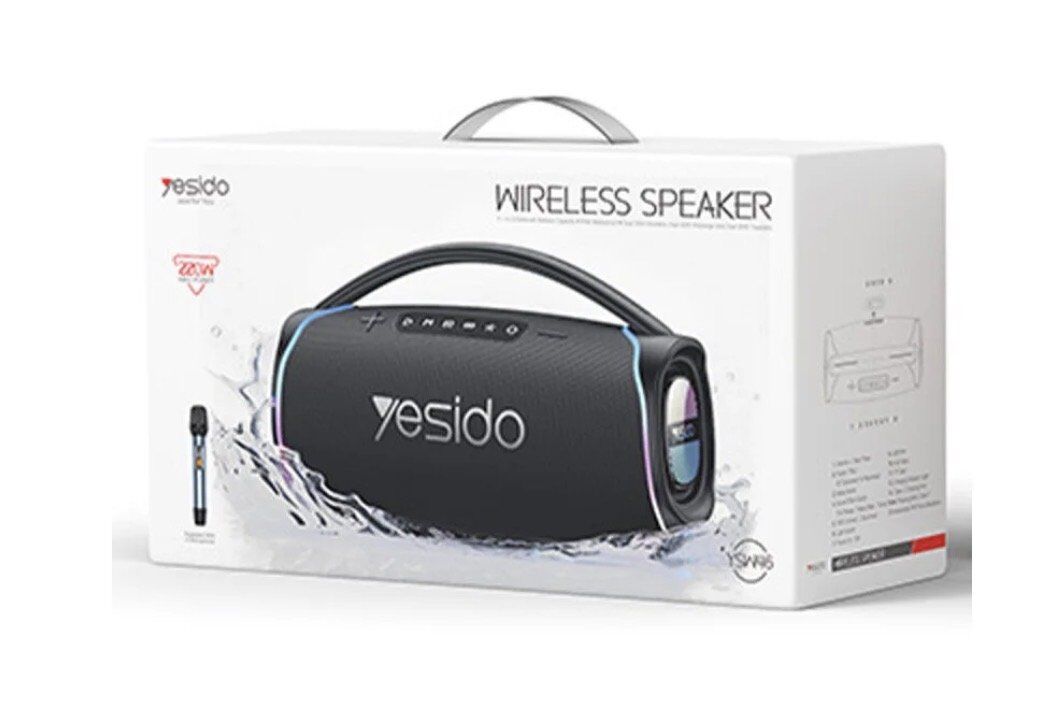 Yesido YSW46 220W RGB Işıklı Karaoke Mikrofonlu Bluetooth Kablosuz Hoparlör - Siyah