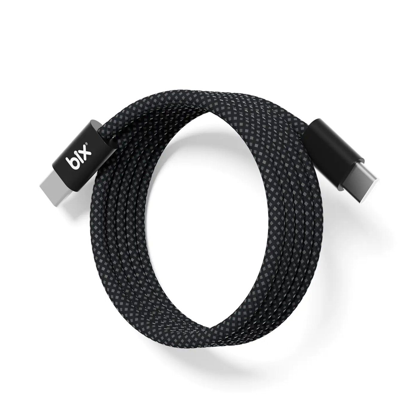 Bix T4CC 65W USB-C to USB-C Manyetik Tasarımlı Örgülü Hızlı Şarj ve Data Kablosu 1 Metre Siyah