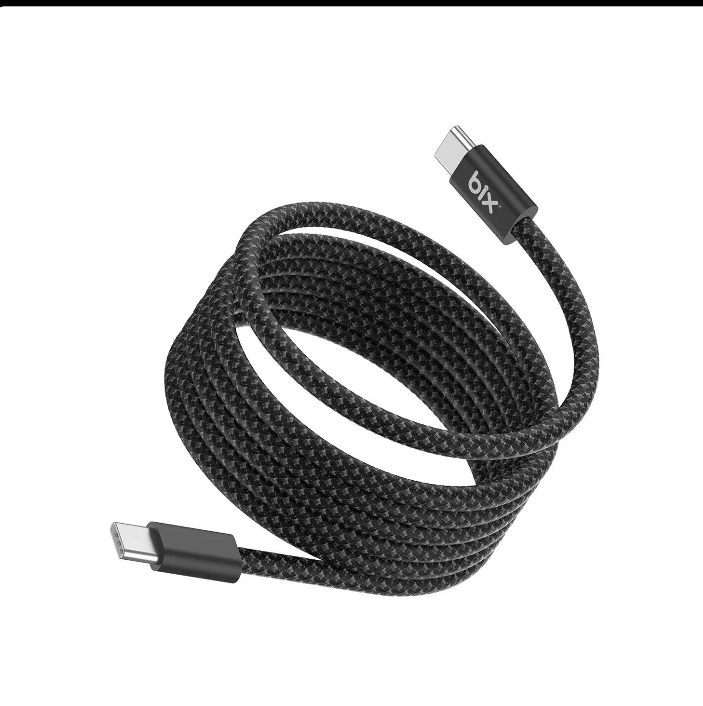 Bix T4CC 65W USB-C to USB-C Manyetik Tasarımlı Örgülü Hızlı Şarj ve Data Kablosu 1 Metre Siyah görsel 3