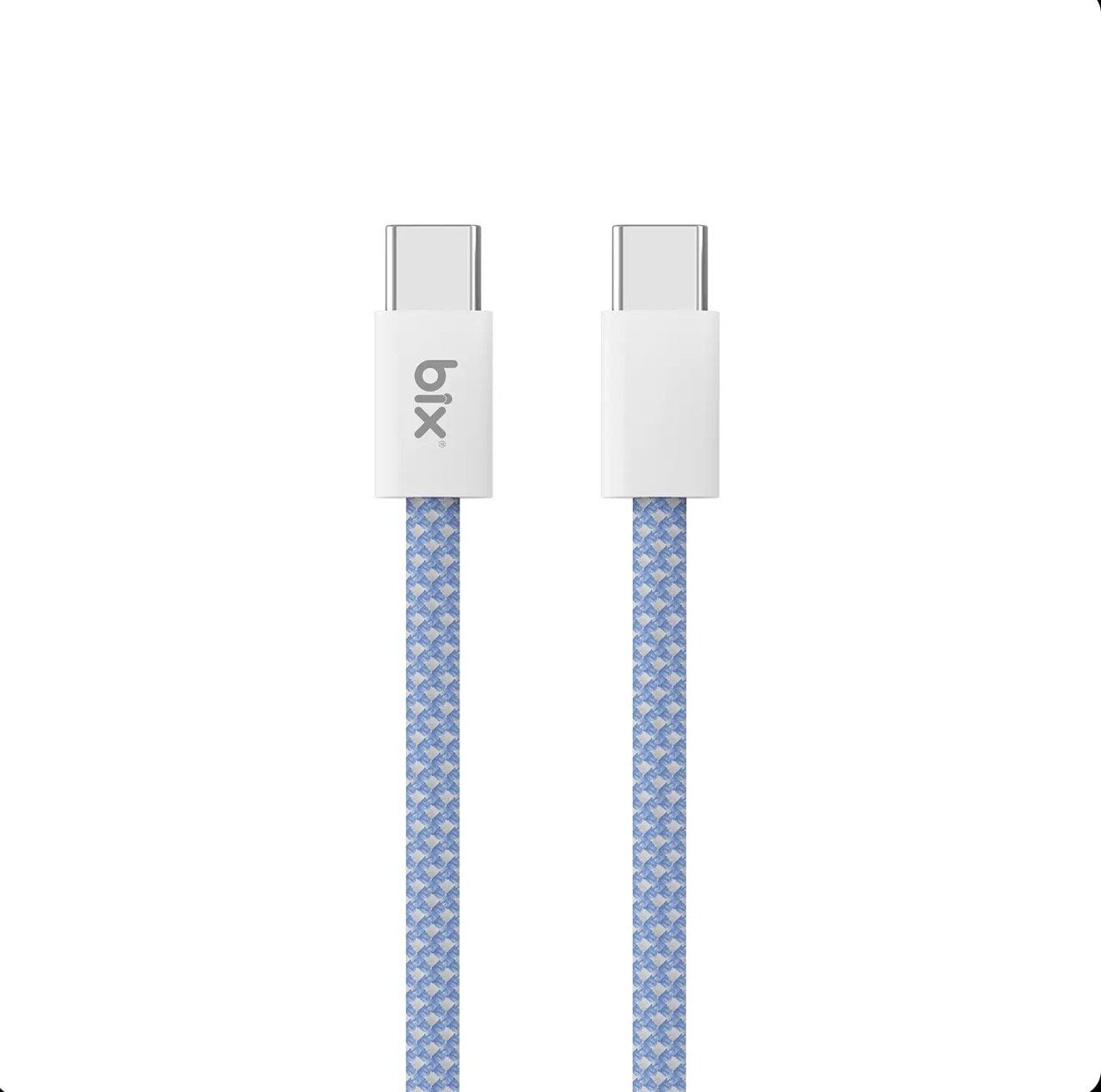Bix T4CC 65W USB-C to USB-C Manyetik Tasarımlı Örgülü Hızlı Şarj ve Data Kablosu 1 Metre Mavi görsel 2