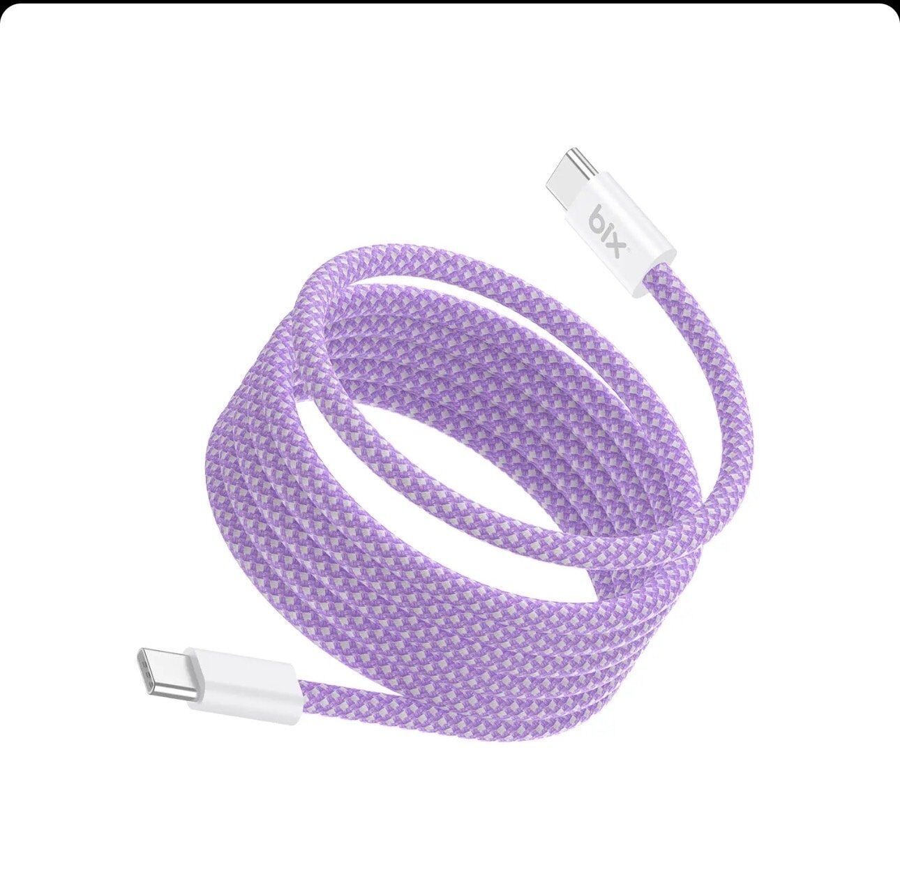 Bix T4CC 65W USB-C to USB-C Manyetik Tasarımlı Örgülü Hızlı Şarj ve Data Kablosu 1 Metre Mor