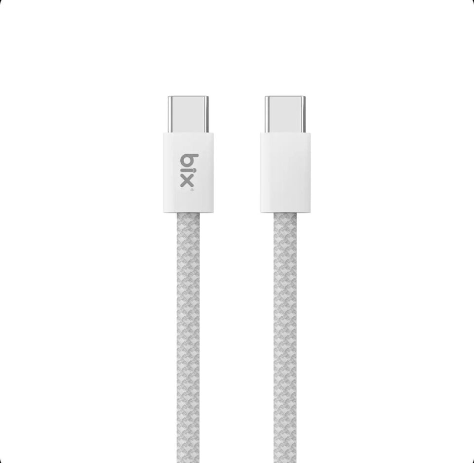 Bix T4CC 65W USB-C to USB-C Manyetik Tasarımlı Örgülü Hızlı Şarj ve Data Kablosu 1 Metre Beyaz