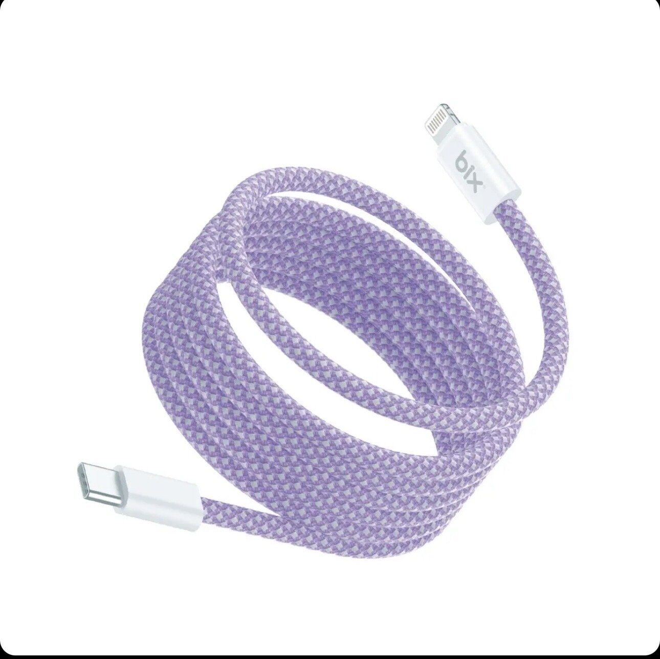 Bix T4CL 27W USB-C to Lightning Manyetik Tasarımlı Örgülü Hızlı Şarj ve Data Kablosu 1 Metre Mor