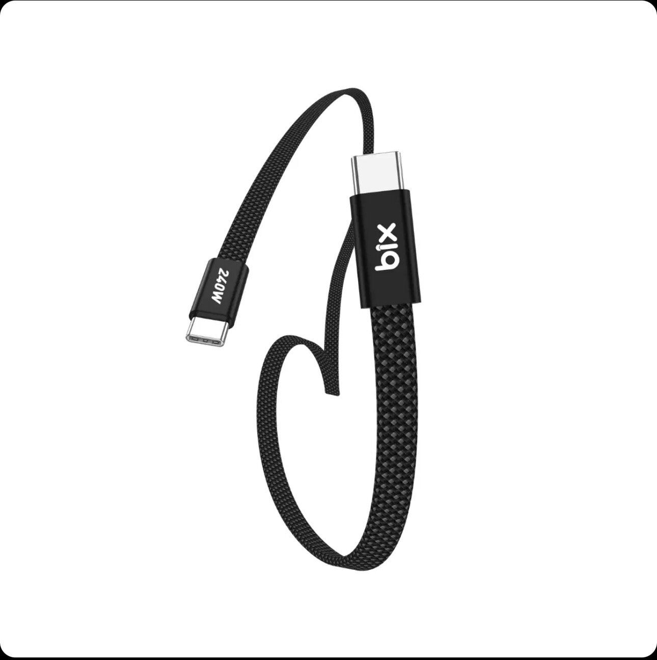 Bix T5CC Type-C to Type-C 5A 240W 480Mbps Örgülü Hızlı Şarj ve Data Kablosu 1 Metre Siyah