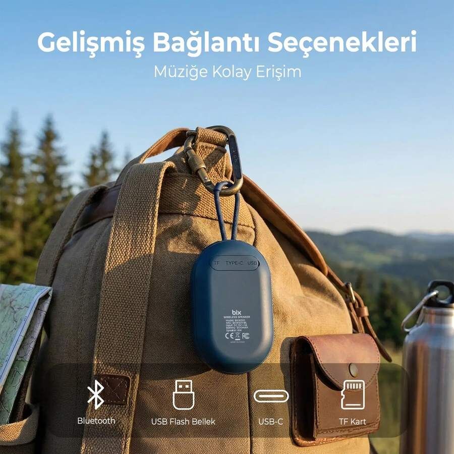 Bix BXWS01 Bluetooth 6.0 IPX Suya Dayanıklı 8W Ses Çıkışlı Taşınabilir Hoparlör - Siyah