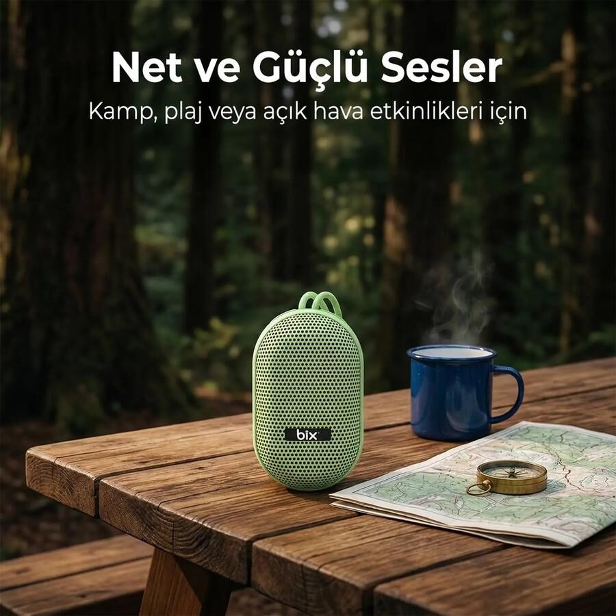 Bix BXWS01 Bluetooth 6.0 IPX Suya Dayanıklı 8W Ses Çıkışlı Taşınabilir Hoparlör - Siyah