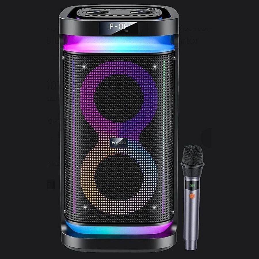 Yesido YSW29 2 Adet 20W Dahili Hoparlörlü 4400 mAh Bataryalı BT 5.0 RGB Kablosuz Hoparlör - Siyah görsel 2