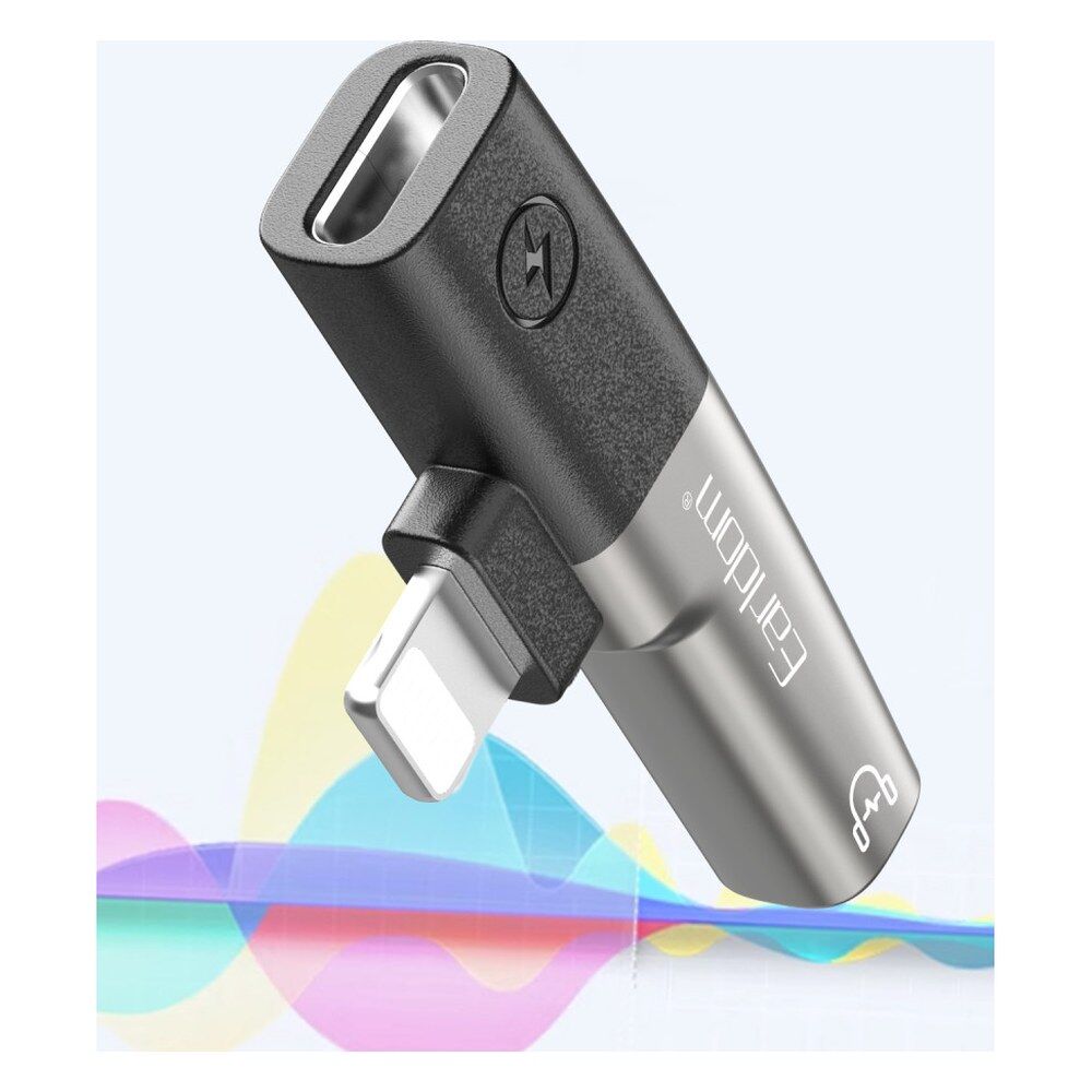 Earldom OT107L Lightning to 3.5mm ve Lightning Çıkış Dönüştürücü - Siyah görsel 2