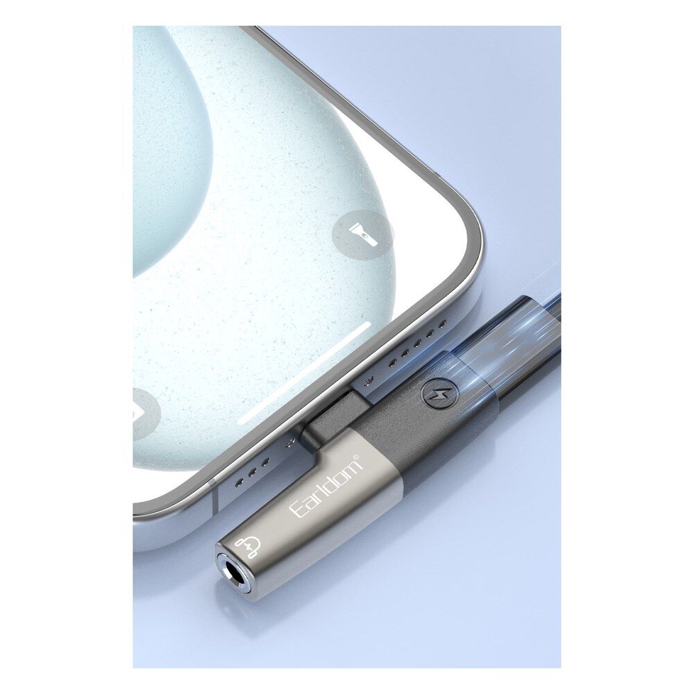 Earldom OT107L Lightning to 3.5mm ve Lightning Çıkış Dönüştürücü - Siyah görsel 3