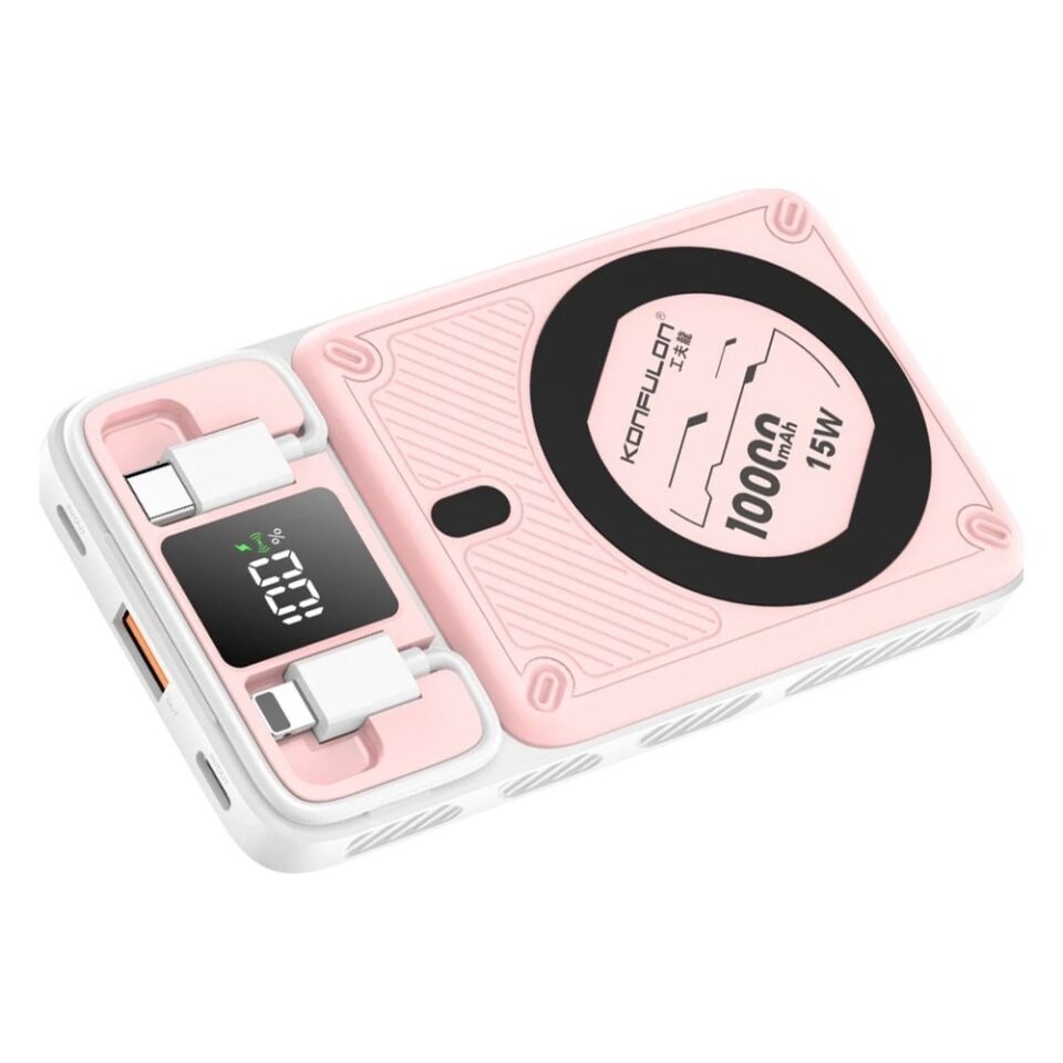 Konfulon M25W 10.000 mAh 20W PD Magsafe Powerbank - Pembe