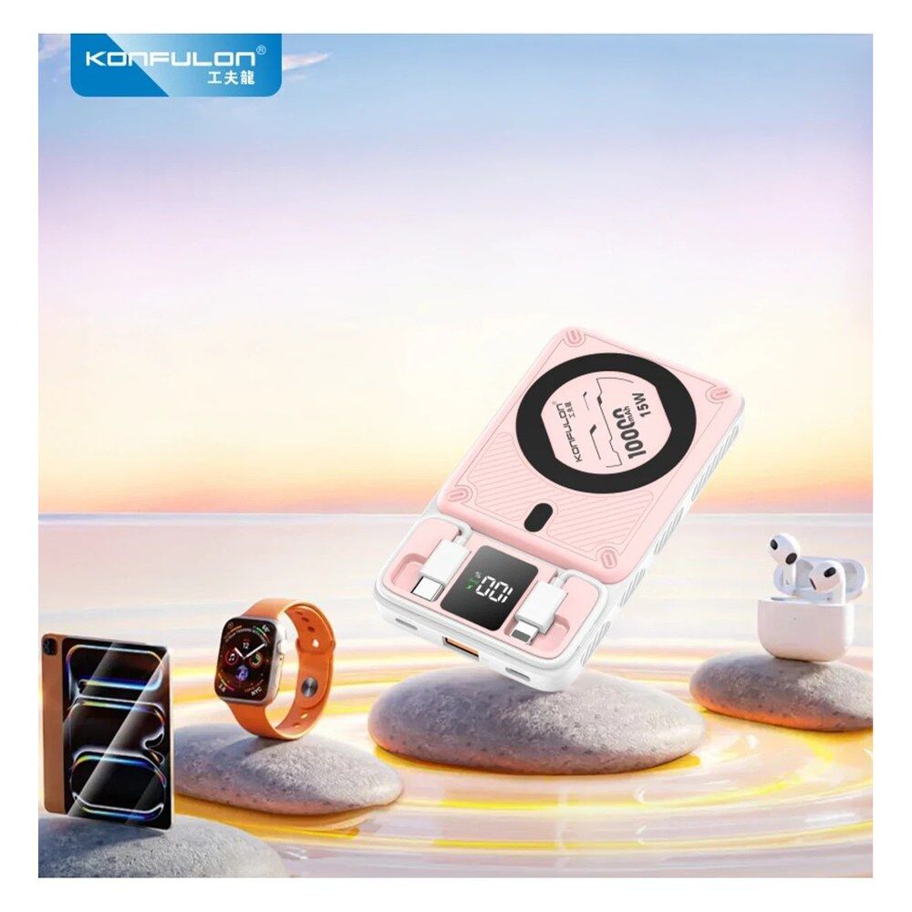 Konfulon M25W 10.000 mAh 20W PD Magsafe Powerbank - Pembe görsel 3