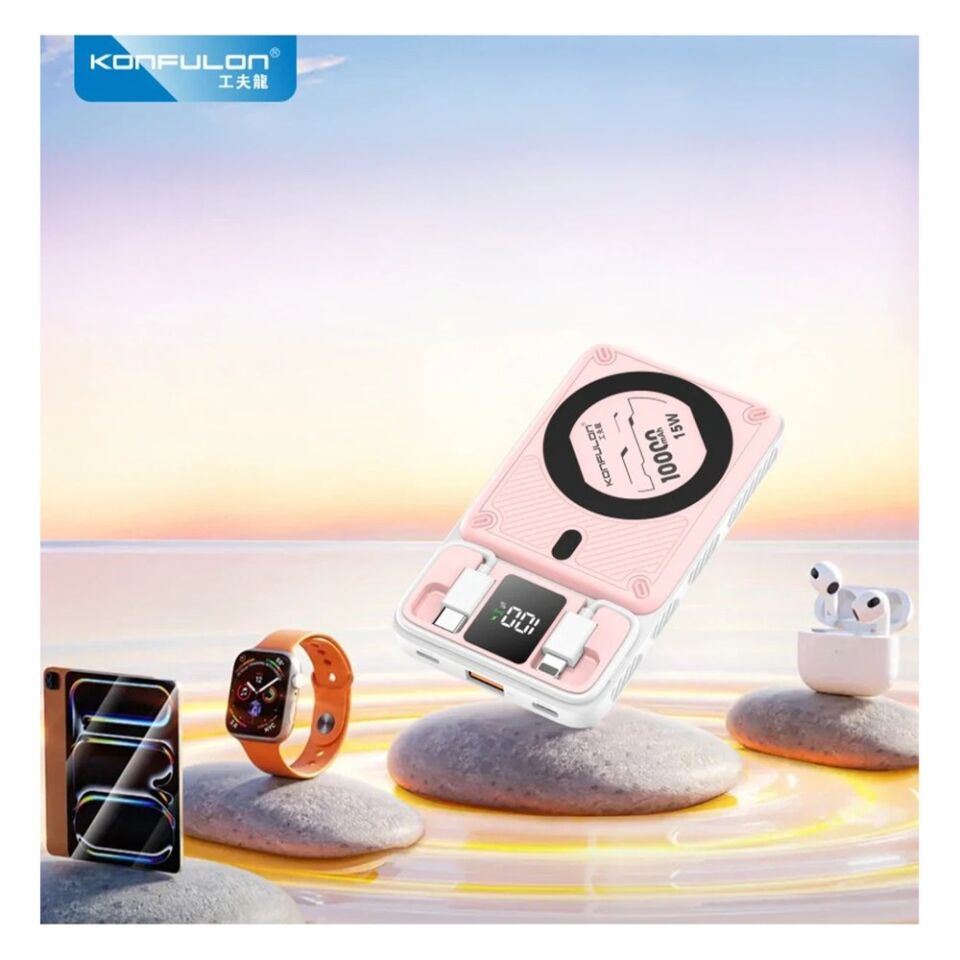 Konfulon M25W 10.000 mAh 20W PD Magsafe Powerbank - Pembe