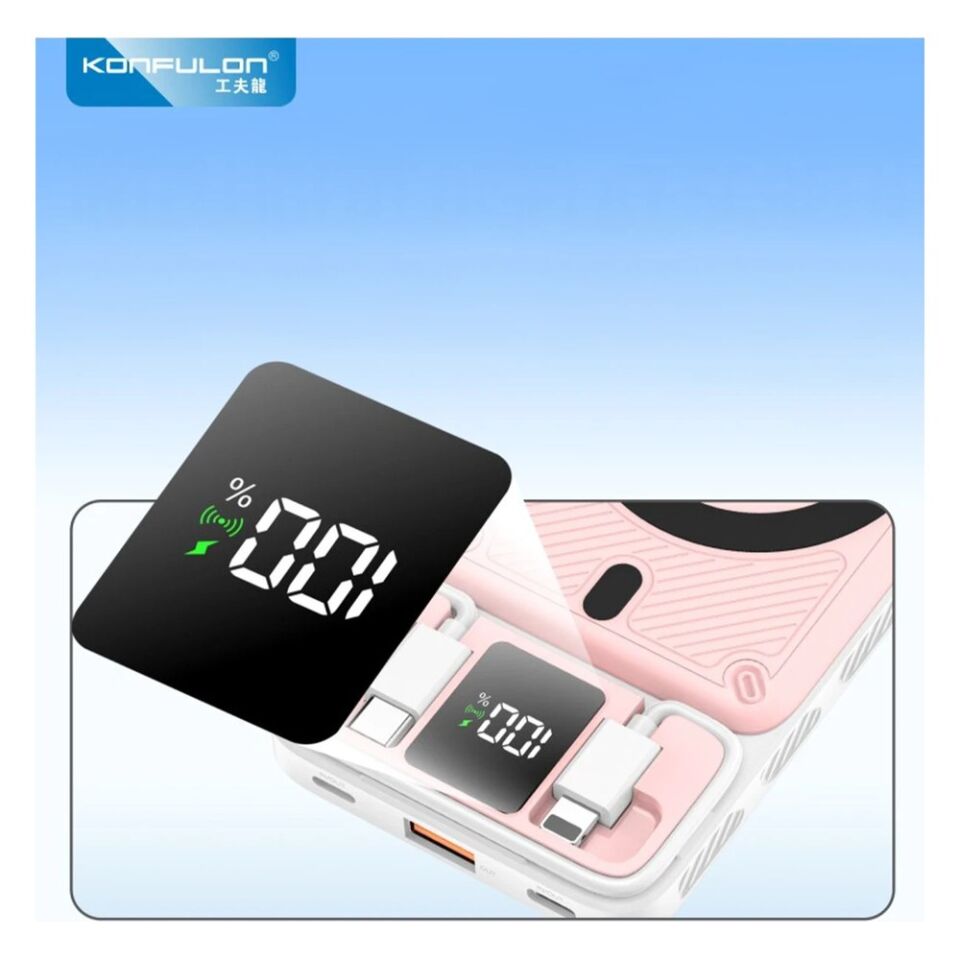 Konfulon M25W 10.000 mAh 20W PD Magsafe Powerbank - Pembe
