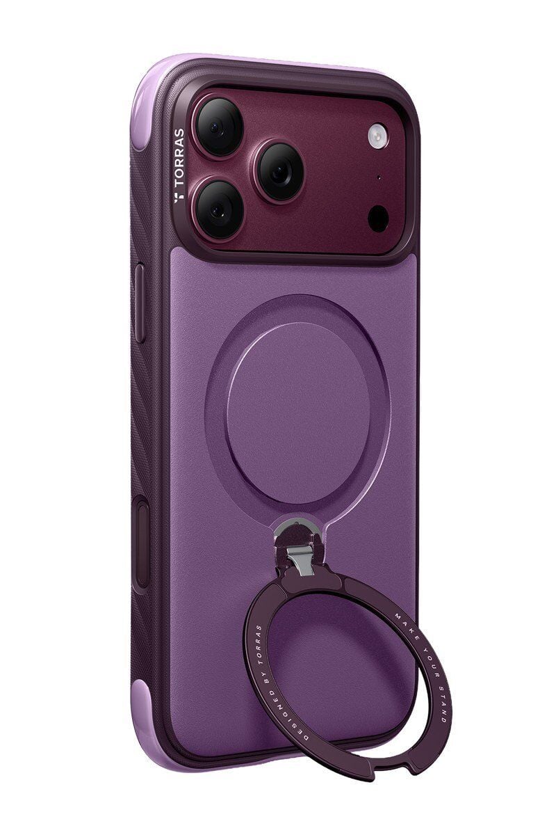 Torras Apple iPhone 18 Pro Ostand Q3 Rugg Standlı Magsafe Kapak - Bordo