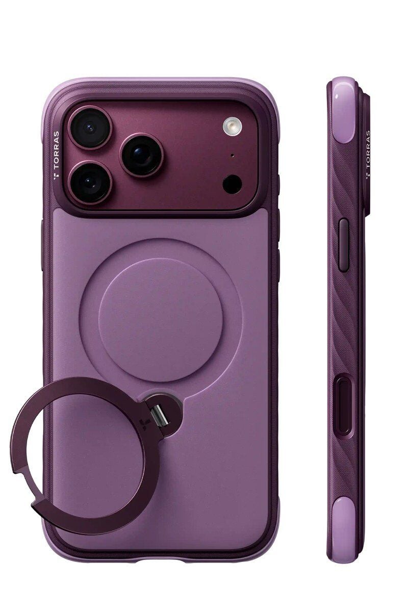 Torras Apple iPhone 18 Pro Ostand Q3 Rugg Standlı Magsafe Kapak - Bordo
