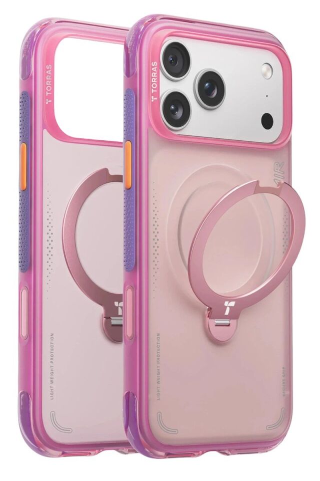 Torras Apple iPhone 17 Pro O Stand Spin Air Serisi Magsafe Kılıf - Pembe