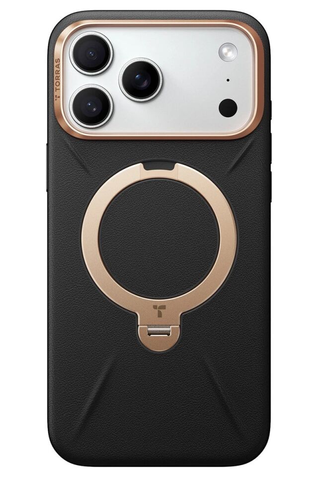 Torras Apple iPhone 17 Pro Max O Stand Spin VegSkin Serisi Magsafe Kılıf - Siyah