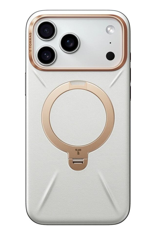Torras Apple iPhone 17 Pro O Stand Spin VegSkin Serisi Magsafe Kılıf - Gri
