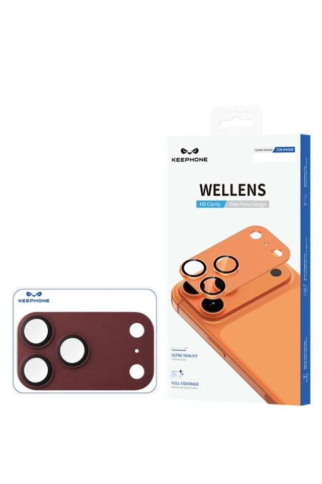 Keephone Apple iPhone 18 Pro Wellens Kamera Lens Koruyucu - Bordo