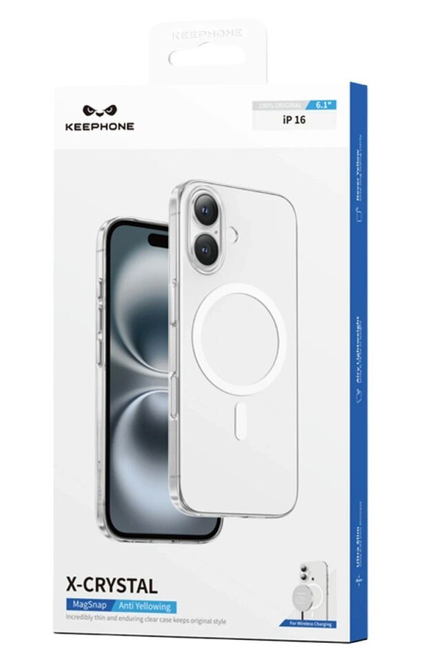 Keephone Apple iPhone 16 X-Crystal Slim Magsafe Kılıf - Şeffaf