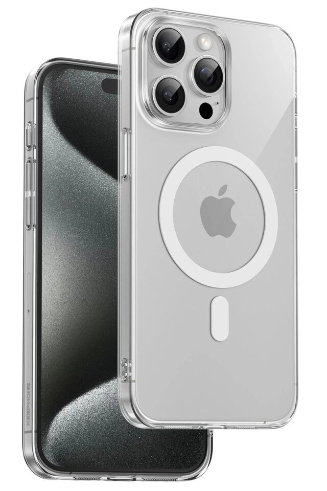 Keephone Apple iPhone 15 Pro Max X-Crystal Slim Magsafe Kılıf - Şeffaf