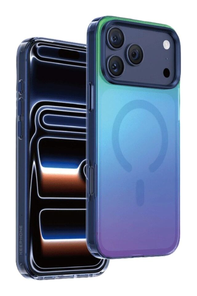 Keephone Apple iPhone 17 Pro Max Rainbow Magsafe Kapak - Mavi