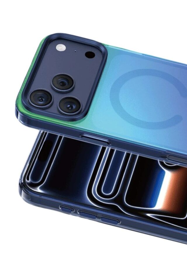 Keephone Apple iPhone 17 Pro Max Rainbow Magsafe Kapak - Mavi