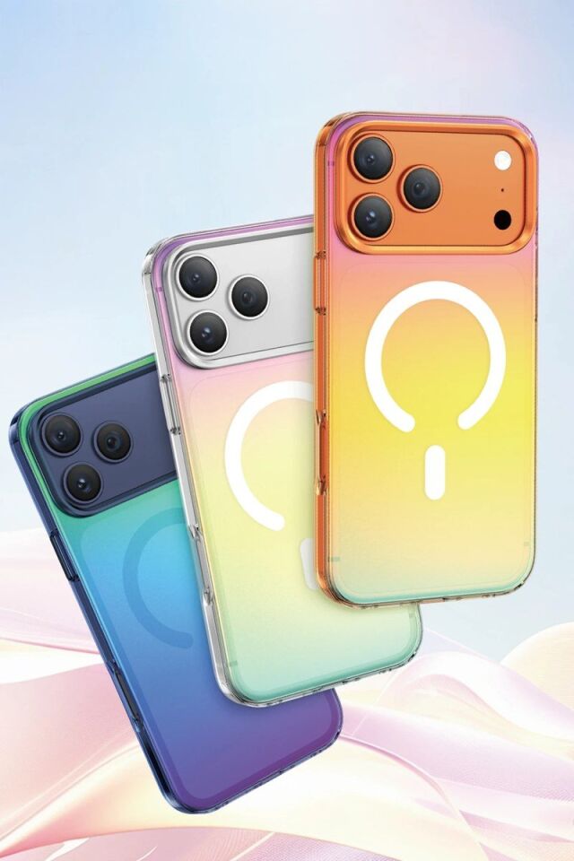 Keephone Apple iPhone 17 Pro Max Rainbow Magsafe Kapak - Mavi
