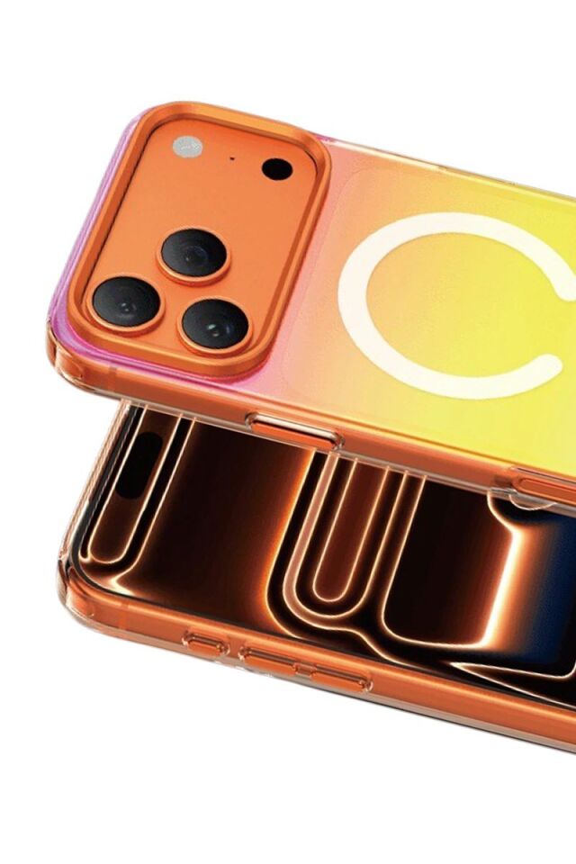 Keephone Apple iPhone 17 Pro Rainbow Magsafe Kapak - Turuncu
