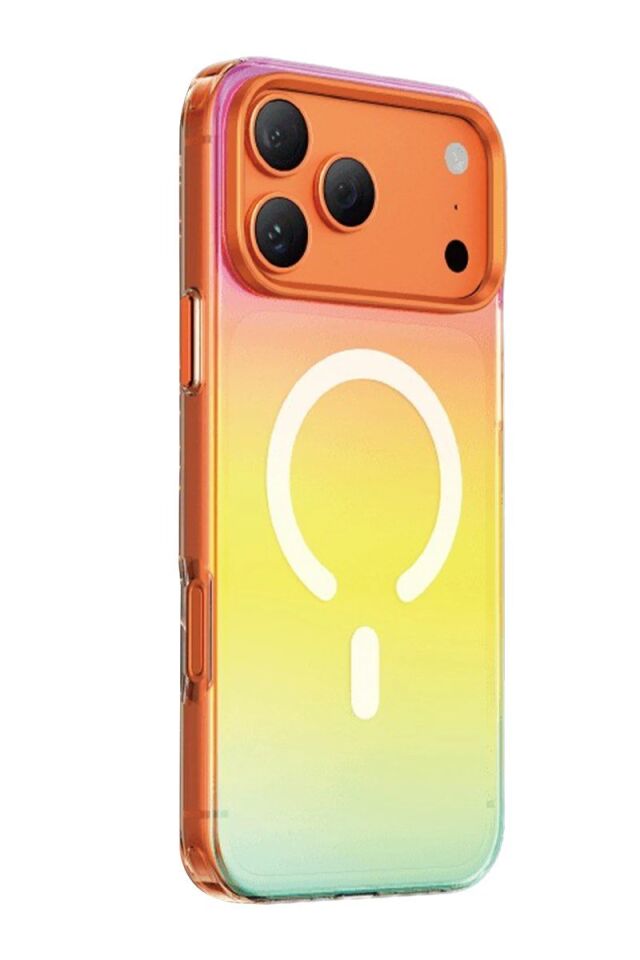 Keephone Apple iPhone 17 Pro Rainbow Magsafe Kapak - Turuncu