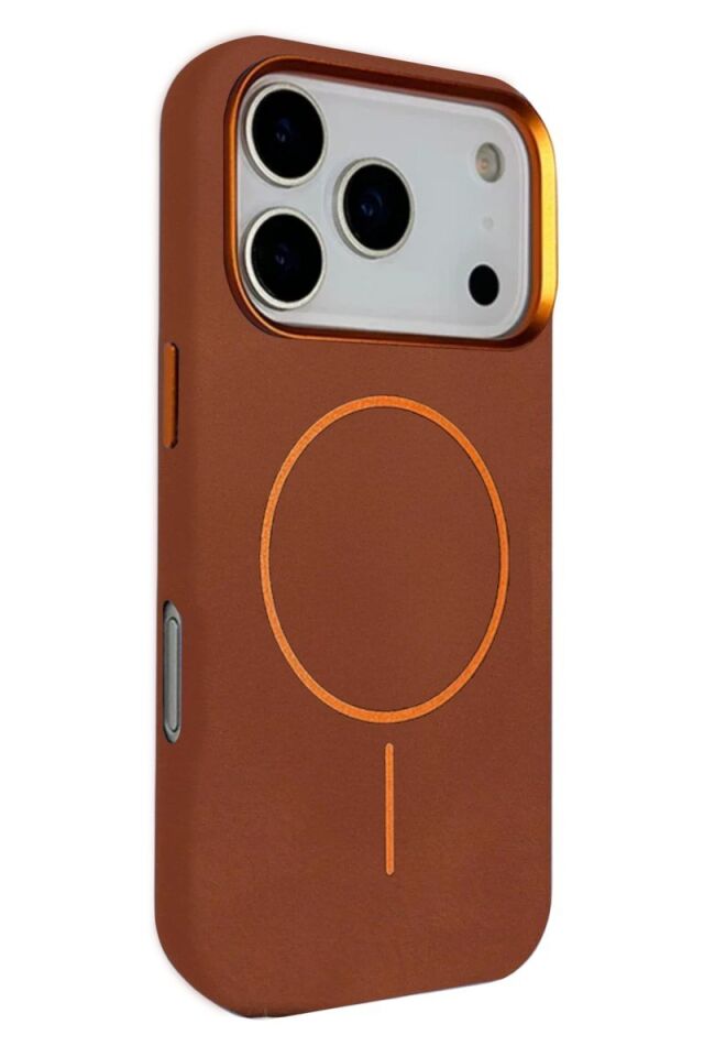 Joko Apple iPhone 17 Pro Max Luno Deri Magsafe Kapak - Kahverengi