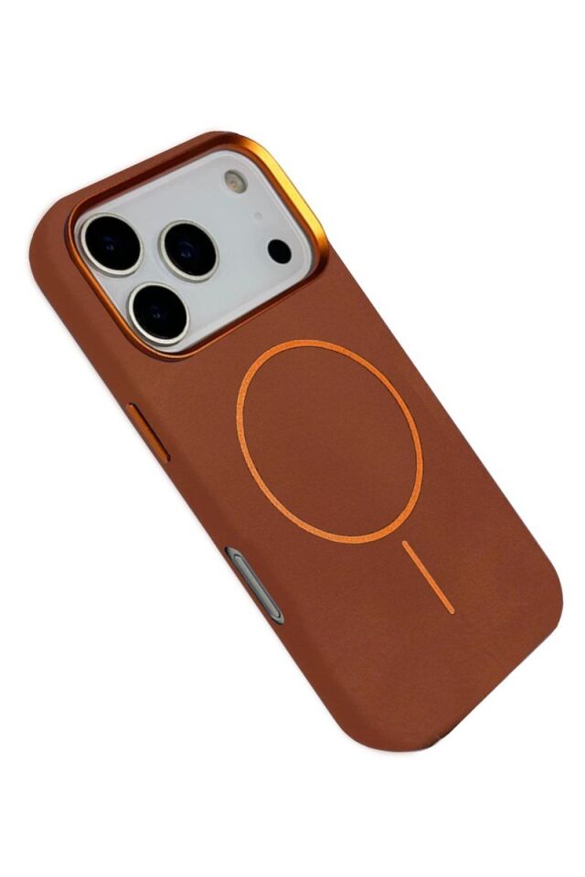 Joko Apple iPhone 17 Pro Max Luno Deri Magsafe Kapak - Kahverengi